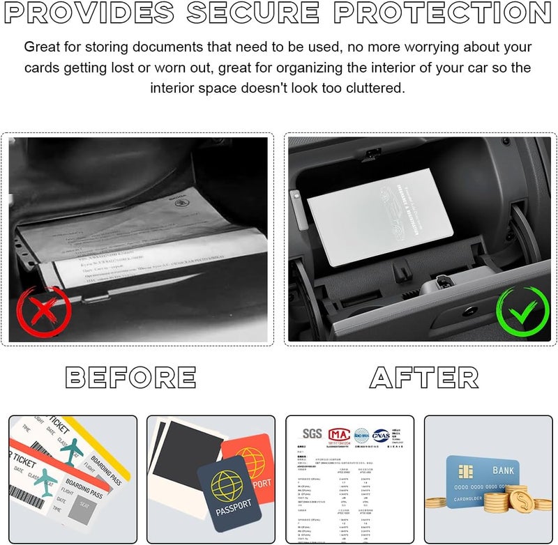 Yourkar Car Registration and Insurance Holder, 9.56"×5.19" Automotive Glove Box Organizer, Vehicle Card Document Glove Box Organizer for Documents Cards License, Car Accessories (White, Glossy) - Image 4
